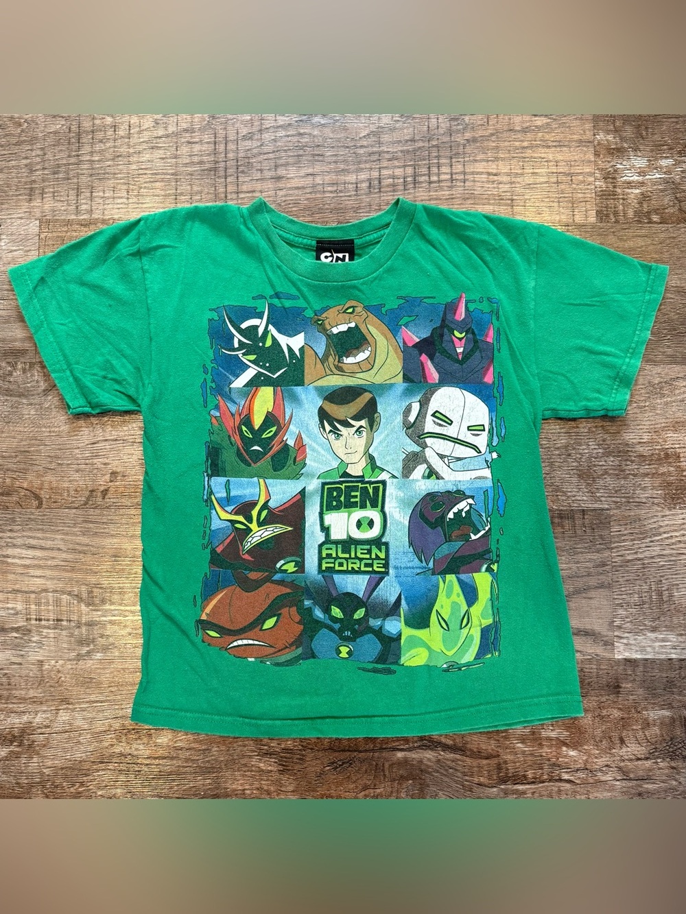 Cartoon Network Ben 10 Alien Force Green Unisex Kids T-shirt 10/12 Vintage